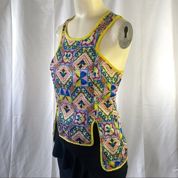 LULUMARI GEOMETRICAL BUTTERFLY TOP MULTICOLOUR TANK  TOP YELLOW BLUE CAMISOLE - Picture 12 of 15